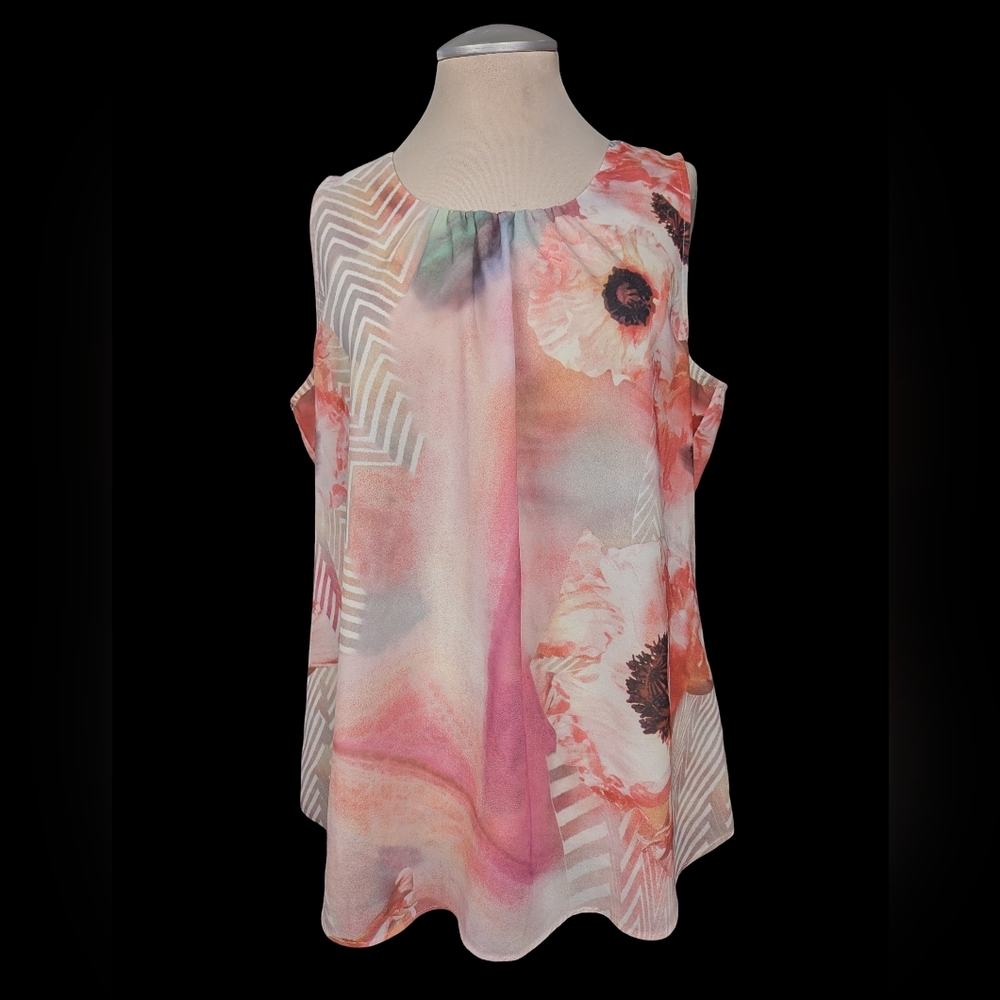 FYLO Sleeveless Floral Blouse - Pink and Cream